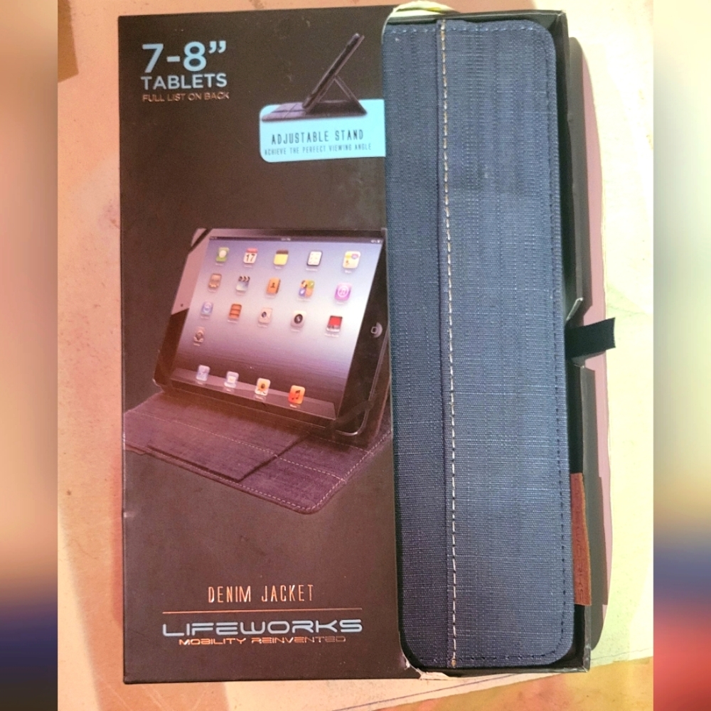 Lifeworks Denim Jacket Tablet Case and Stand | NIB NWT